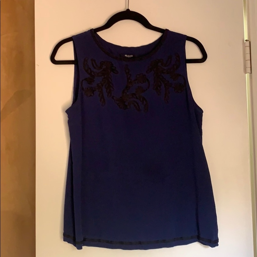 Indigo silk embroidered blouse